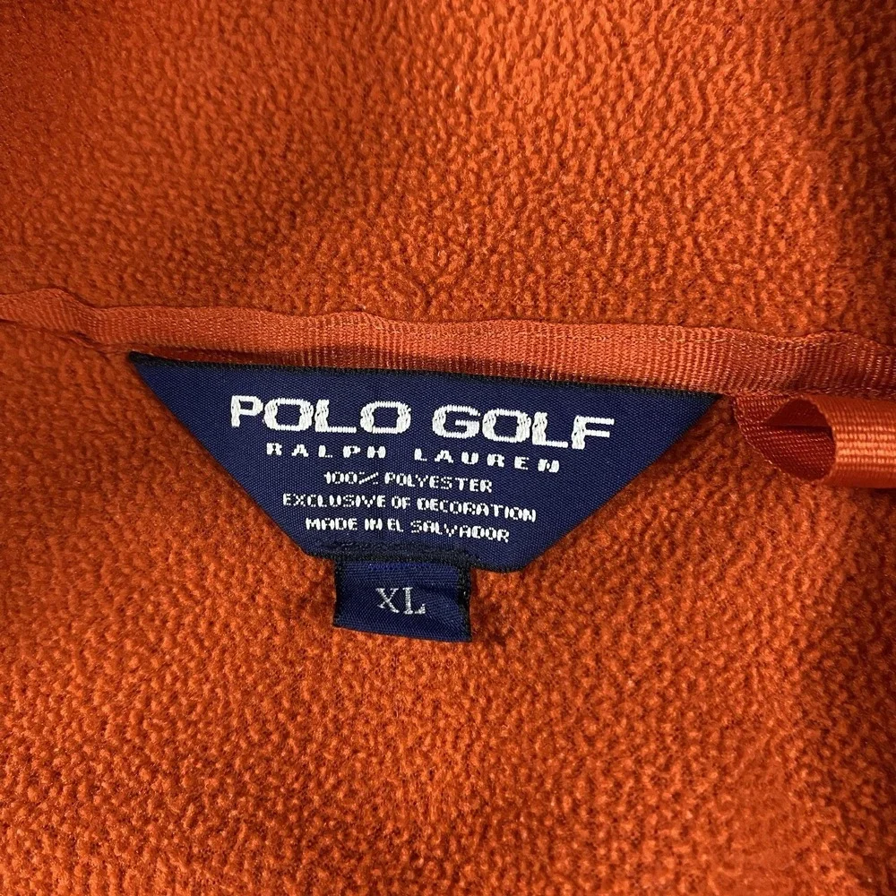 Polo Golf Ralph Lauren Fleece Pullover‎ Mens XL Orange Jacket 1/4 Zip
